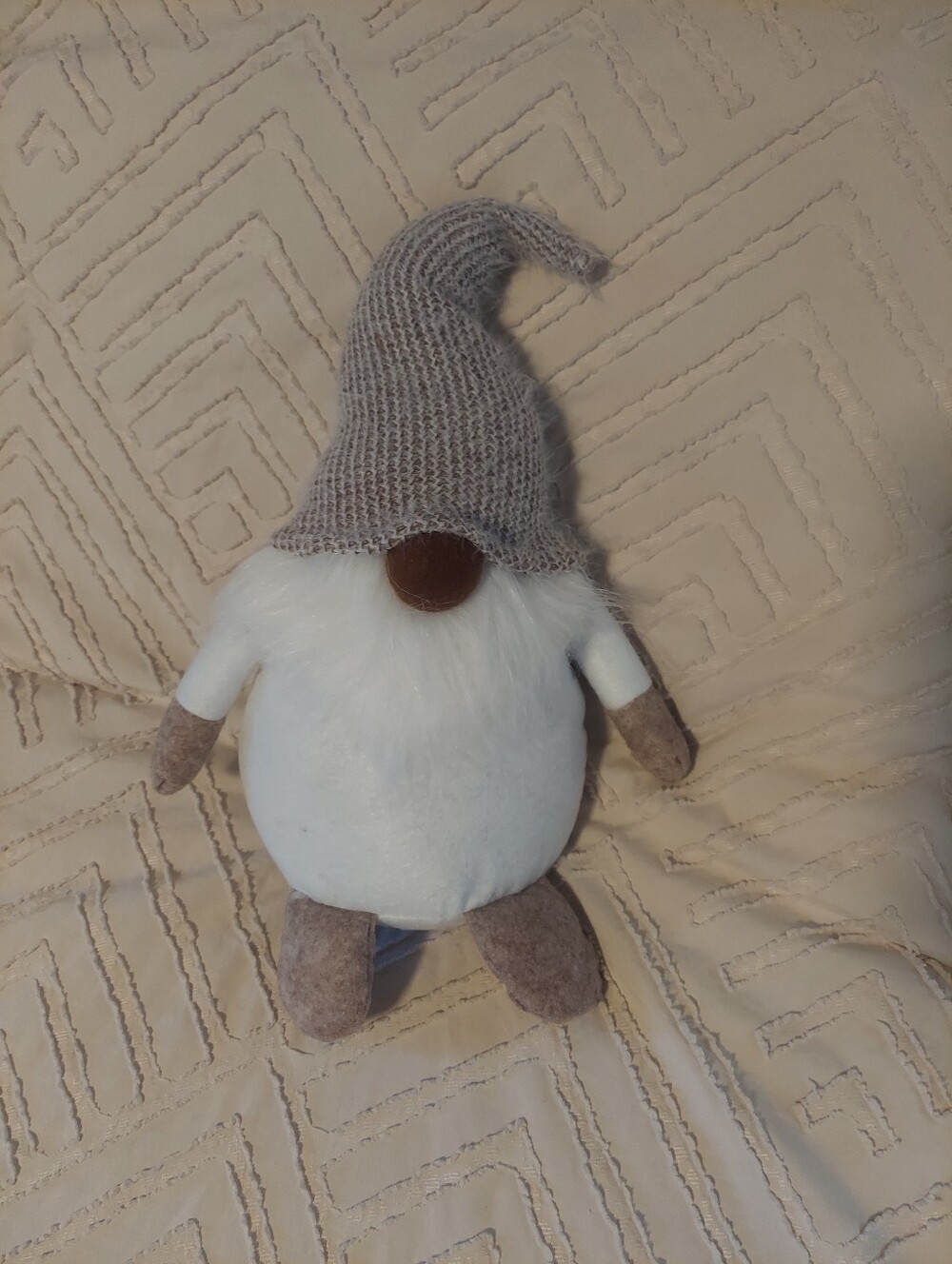 NWT Holiday Gnome Plush Tabletop Decor Gray Knit Hat Winter Christmas